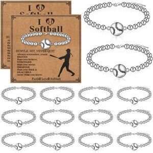 Bulk Softball Bracelets Set for Team Gifts Unisex Alloy Sport Party Favor with I